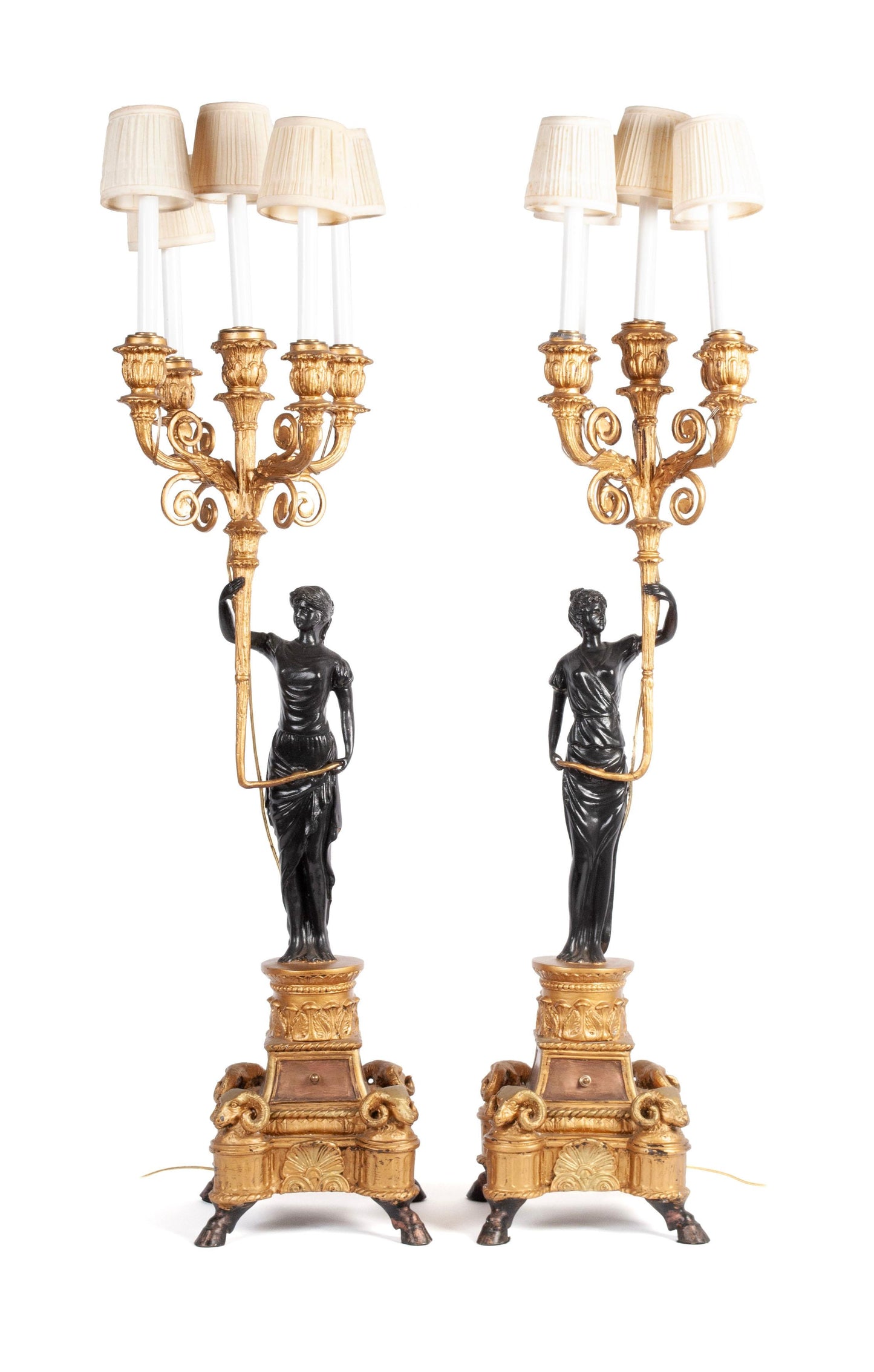 PAIR OF EMPIRE STYLE FIGURAL CANDELABRA