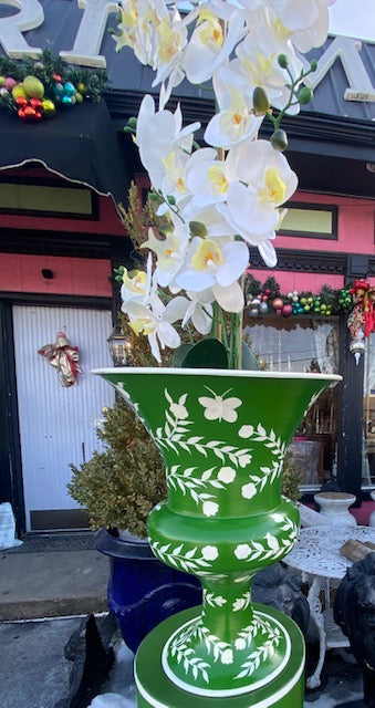 Chinoiserie  Tole Urn  &  Pedestal