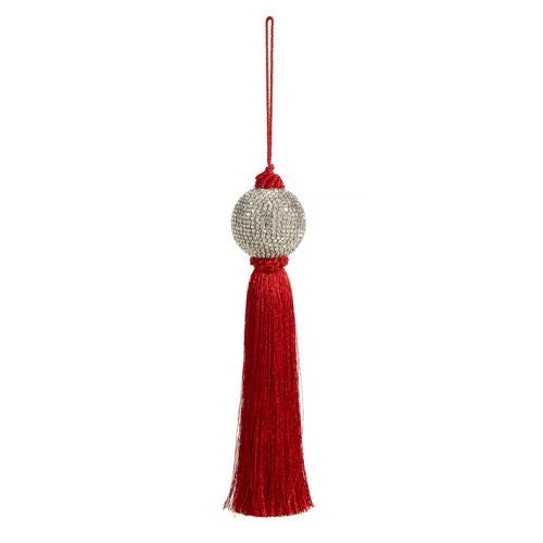 10" Christmas Red Rhinestone Tassel Ornament