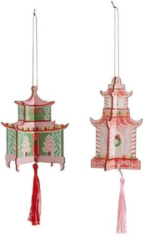 Darling 5" Pagoda Chinoiserie Ornament with Tassel