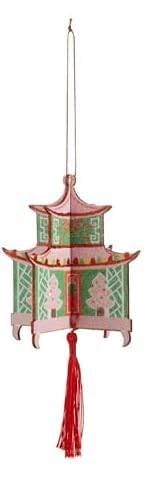 Darling 5" Pagoda Chinoiserie Ornament with Tassel