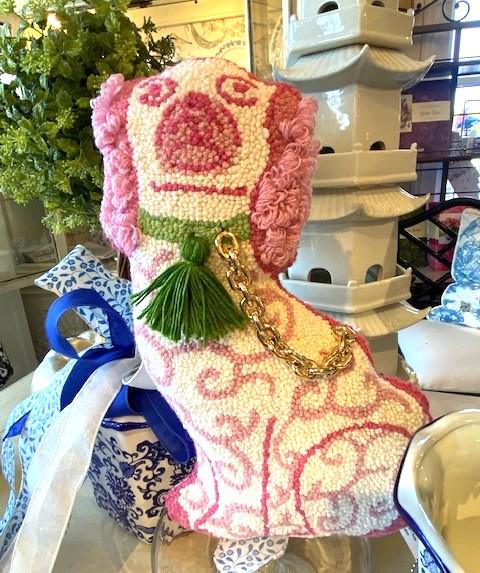 Shaped Chinoiserie Staffordshire Dog Pillow
