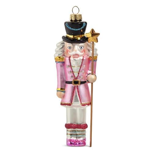 Darling 6" Blushing Nutcracker Glass Ornament