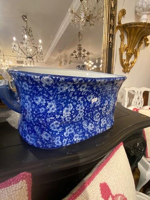 Foot Bath Garden Blue White Planter