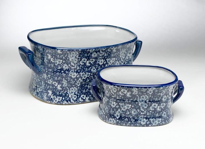 Foot Bath Garden Blue White Planter