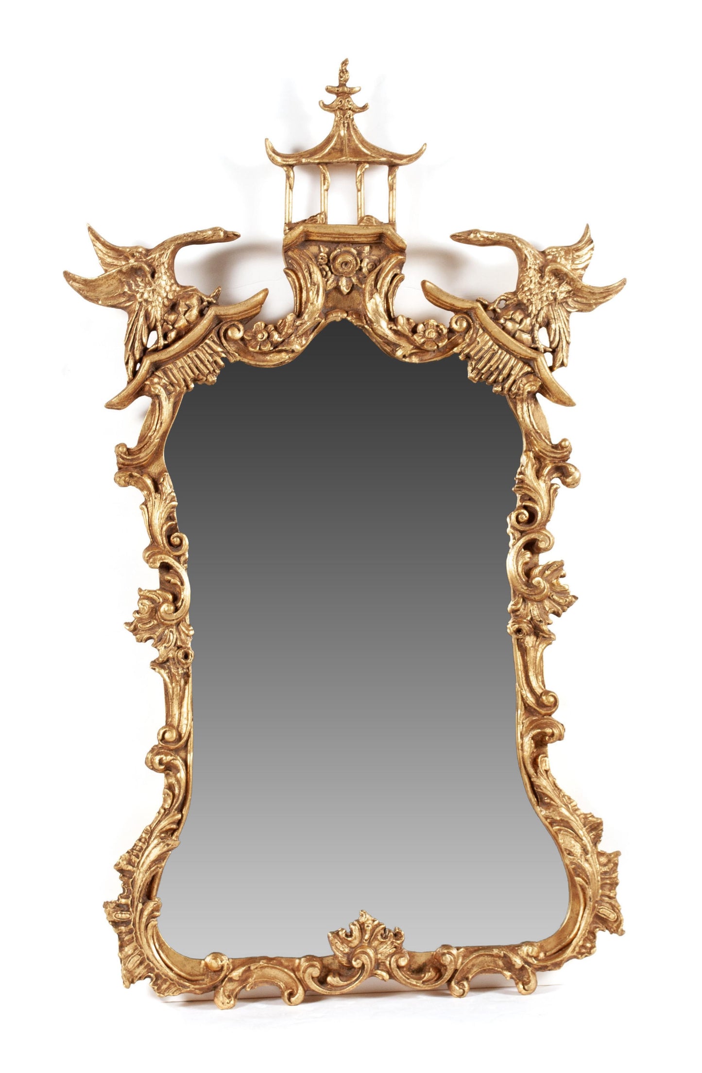 Gorgeous Pair Chinoiserie Pagoda Gilt Mirrors