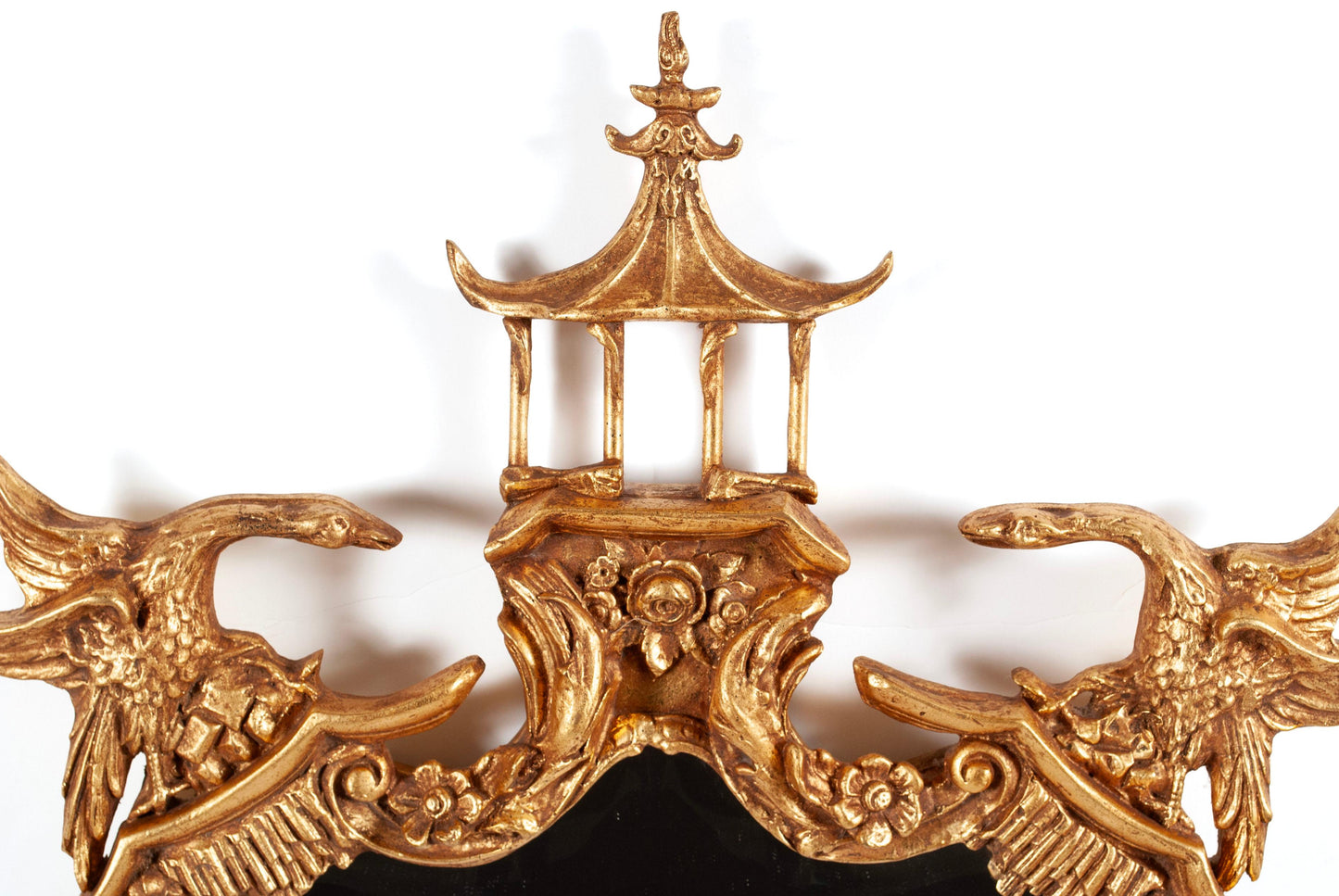 Gorgeous Pair Chinoiserie Pagoda Gilt Mirrors