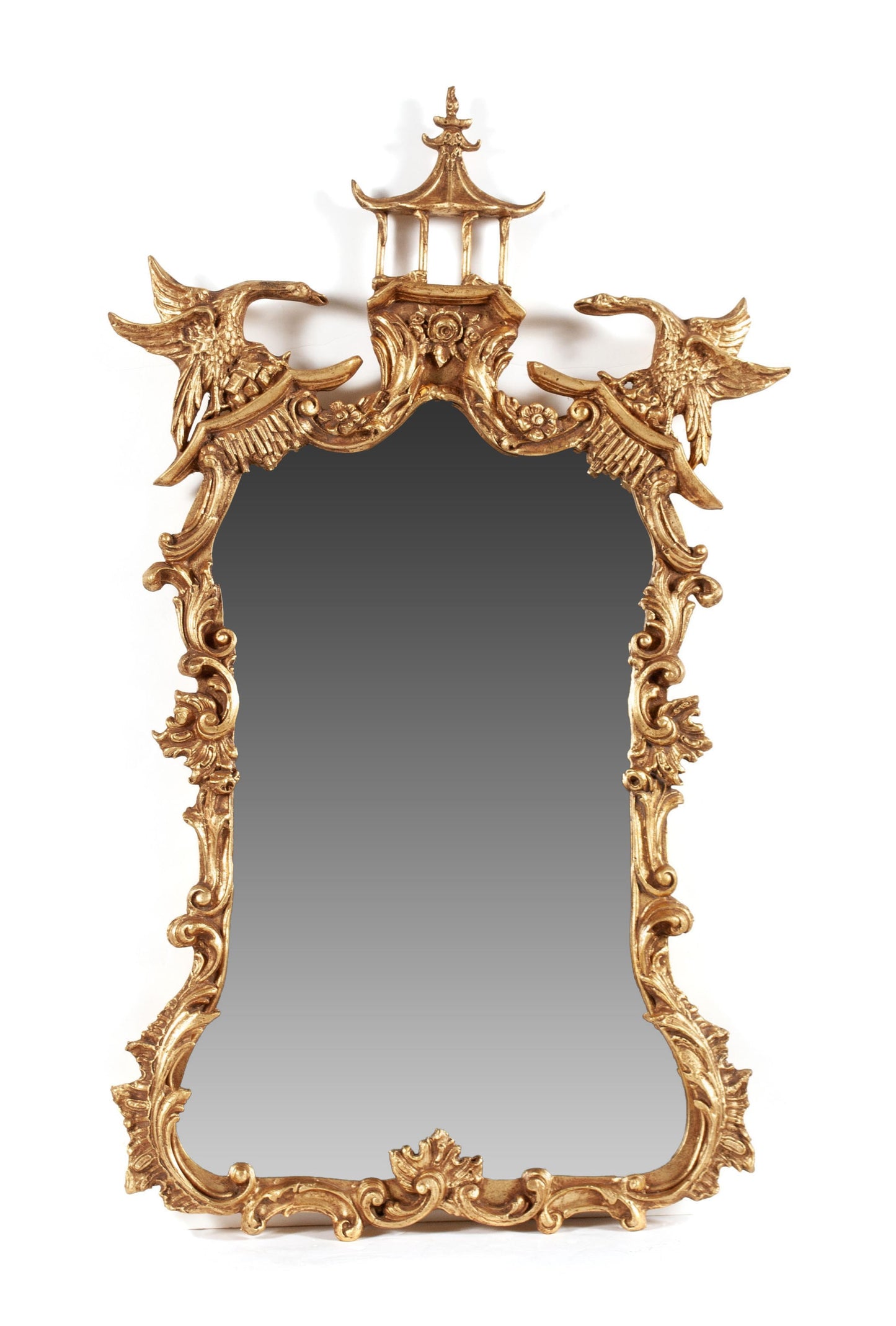 Gorgeous Pair Chinoiserie Pagoda Gilt Mirrors