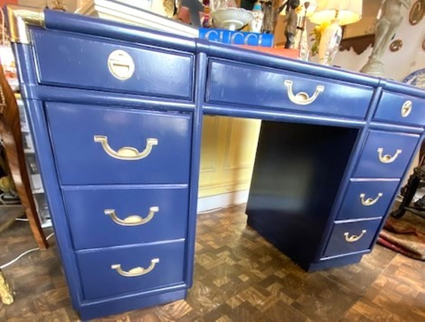 Vintage Lacquered Campaign Desk