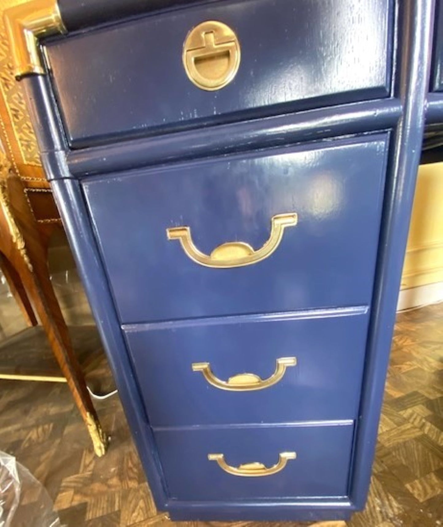 Vintage Lacquered Campaign Desk