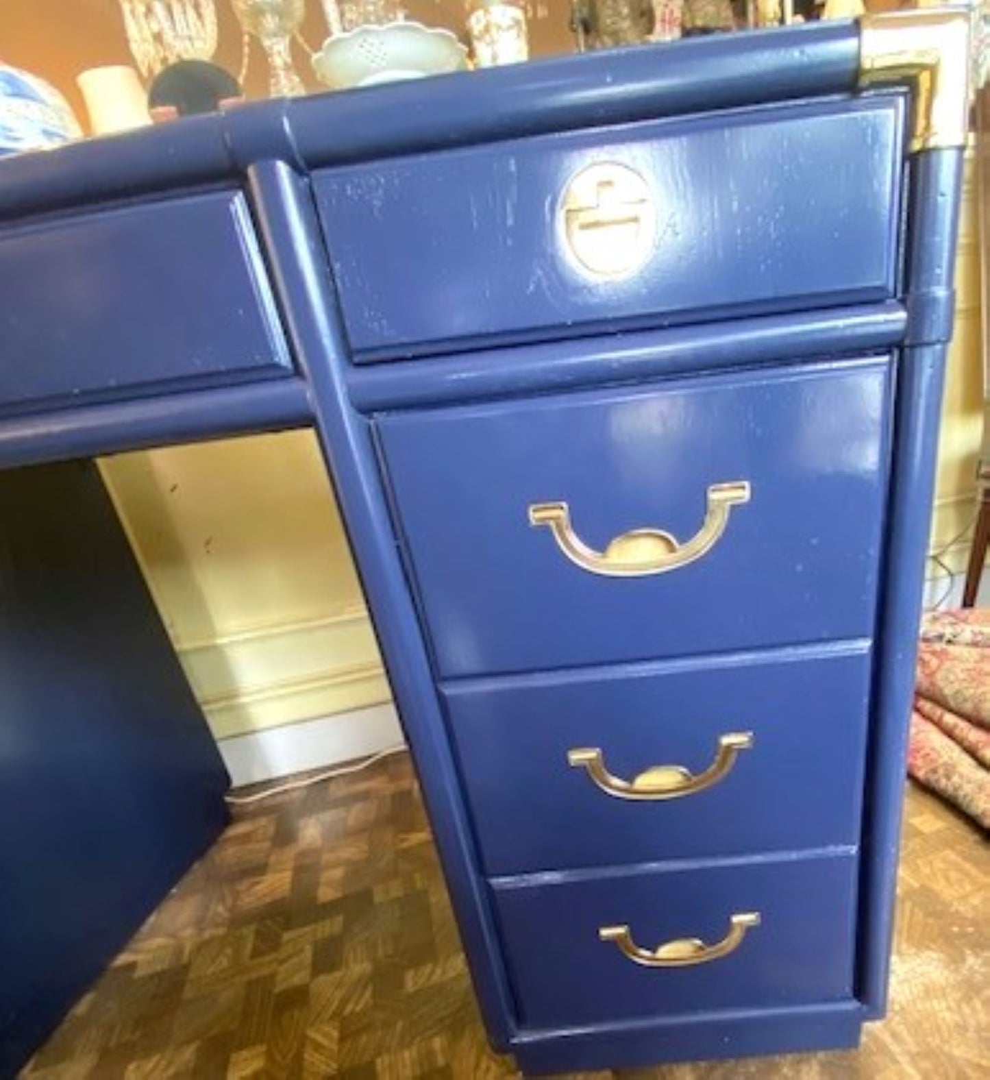 Vintage Lacquered Campaign Desk