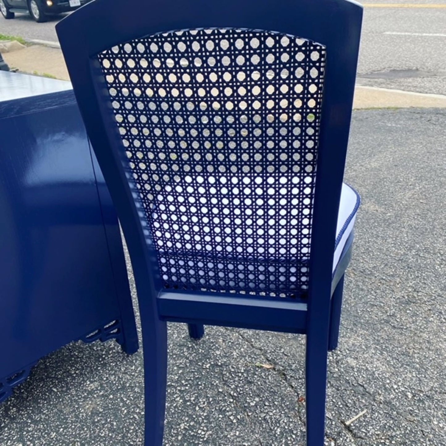 Beautiful Vintage Lacquered Caned Back Side Chair