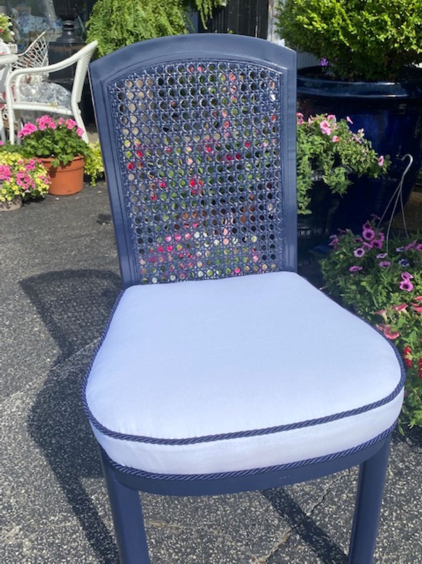 Beautiful Vintage Lacquered Caned Back Side Chair
