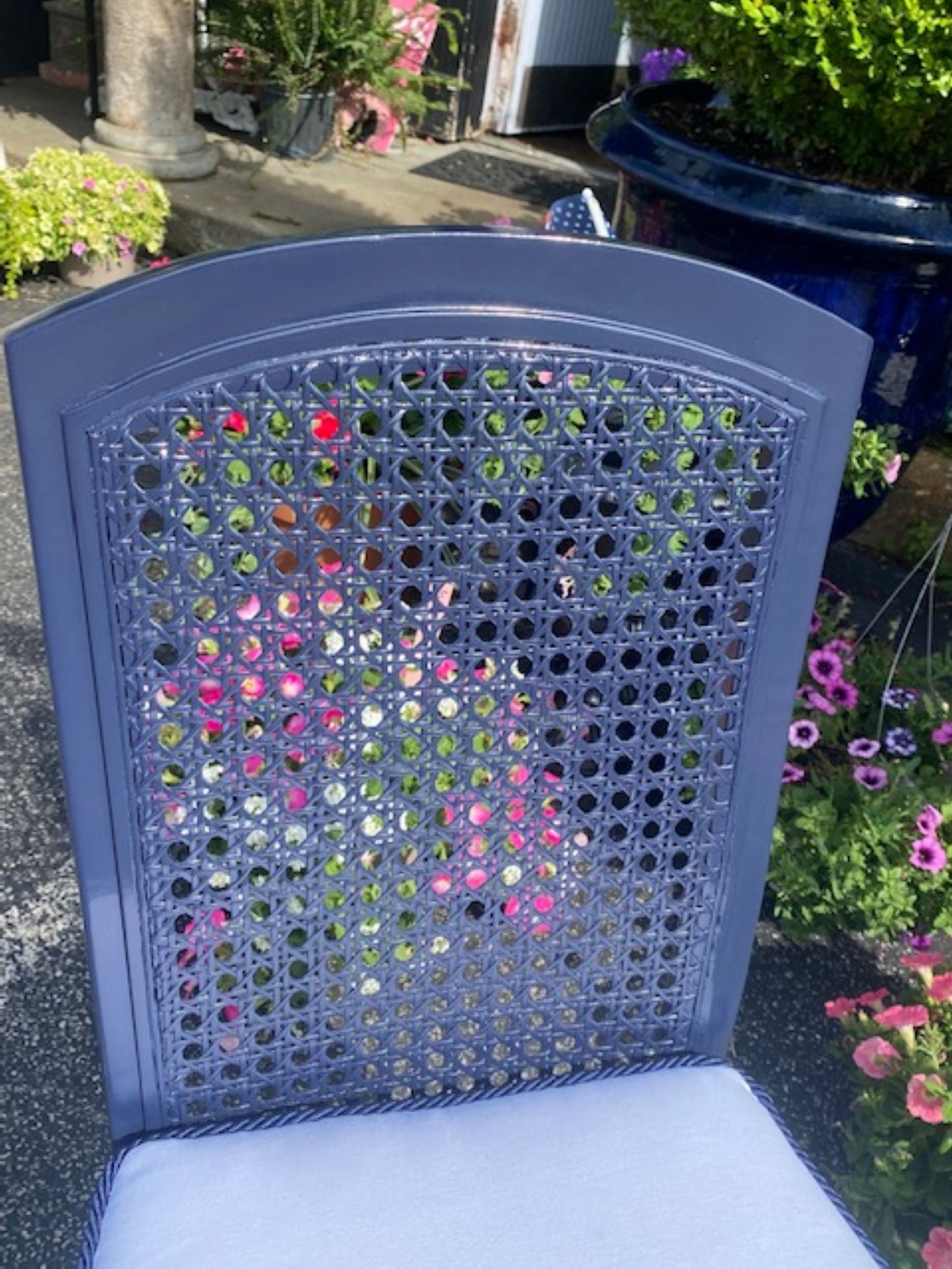 Beautiful Vintage Lacquered Caned Back Side Chair