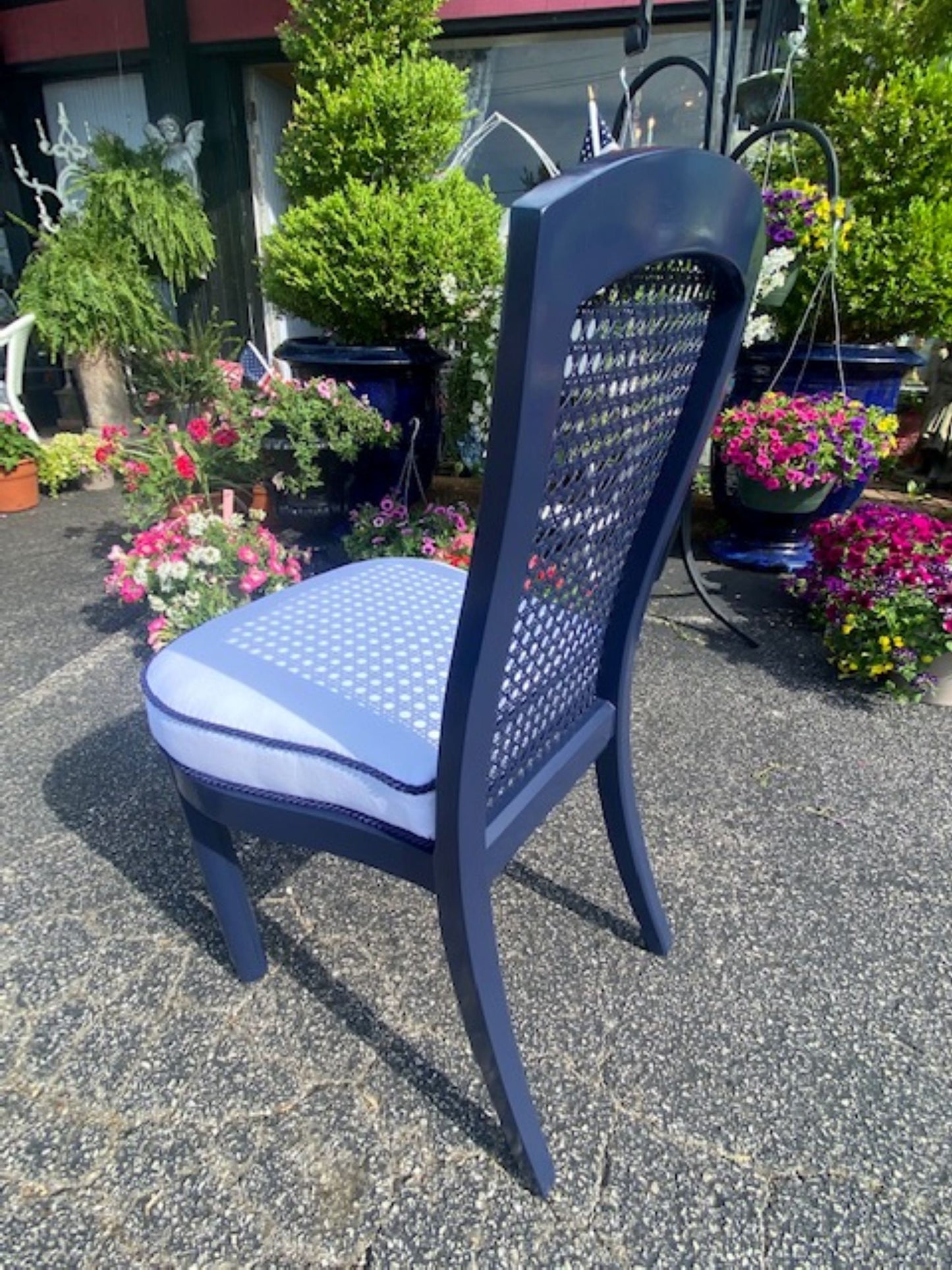 Beautiful Vintage Lacquered Caned Back Side Chair