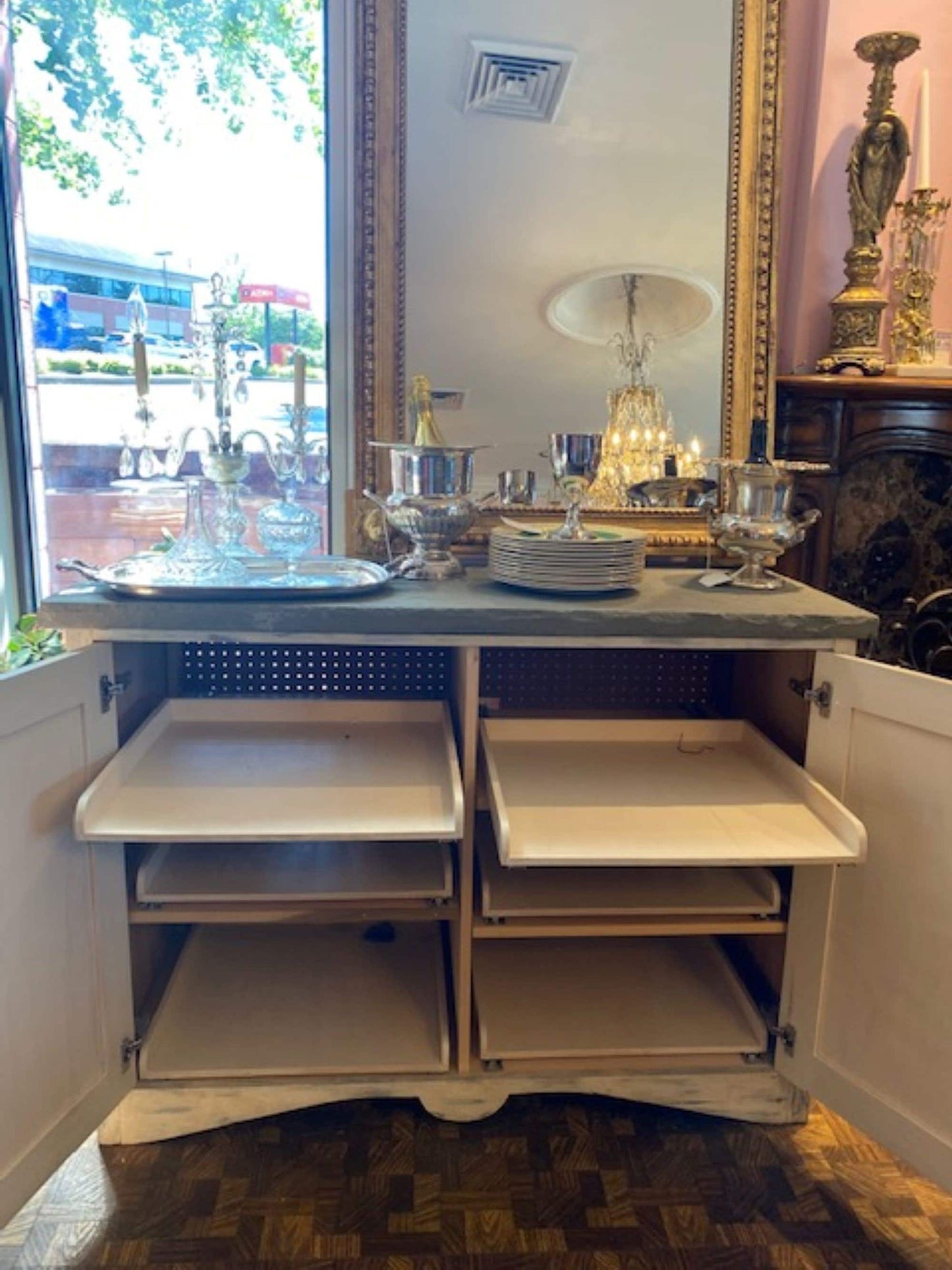 Wonderful Slate Top Cupboard Pair