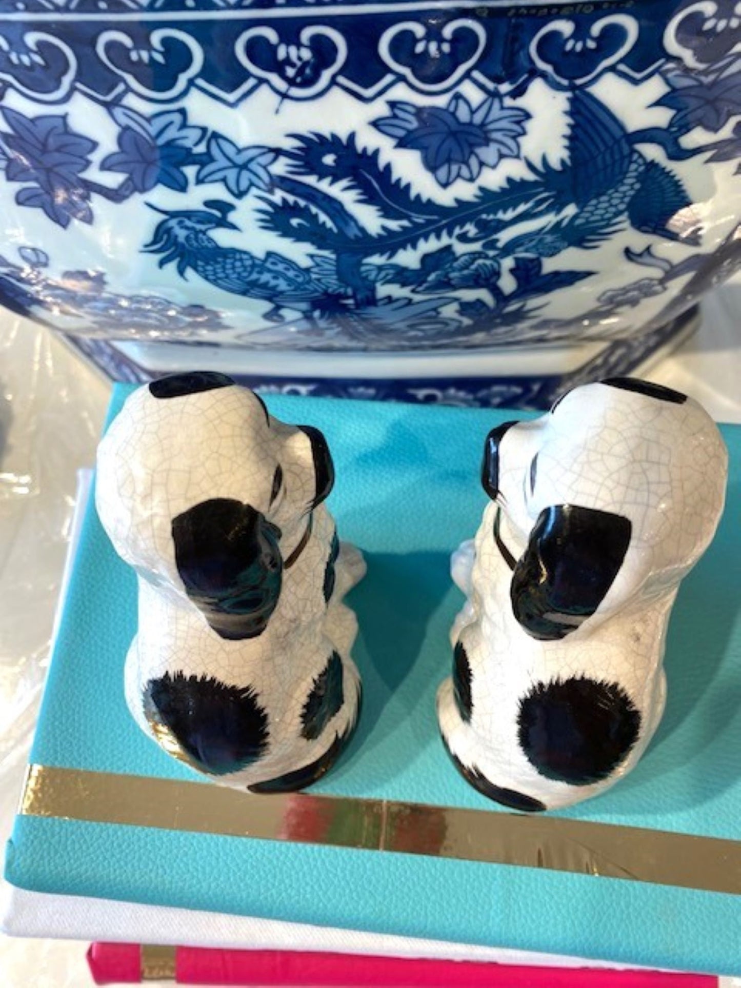 Vintage Staffordshire Dogs Black White