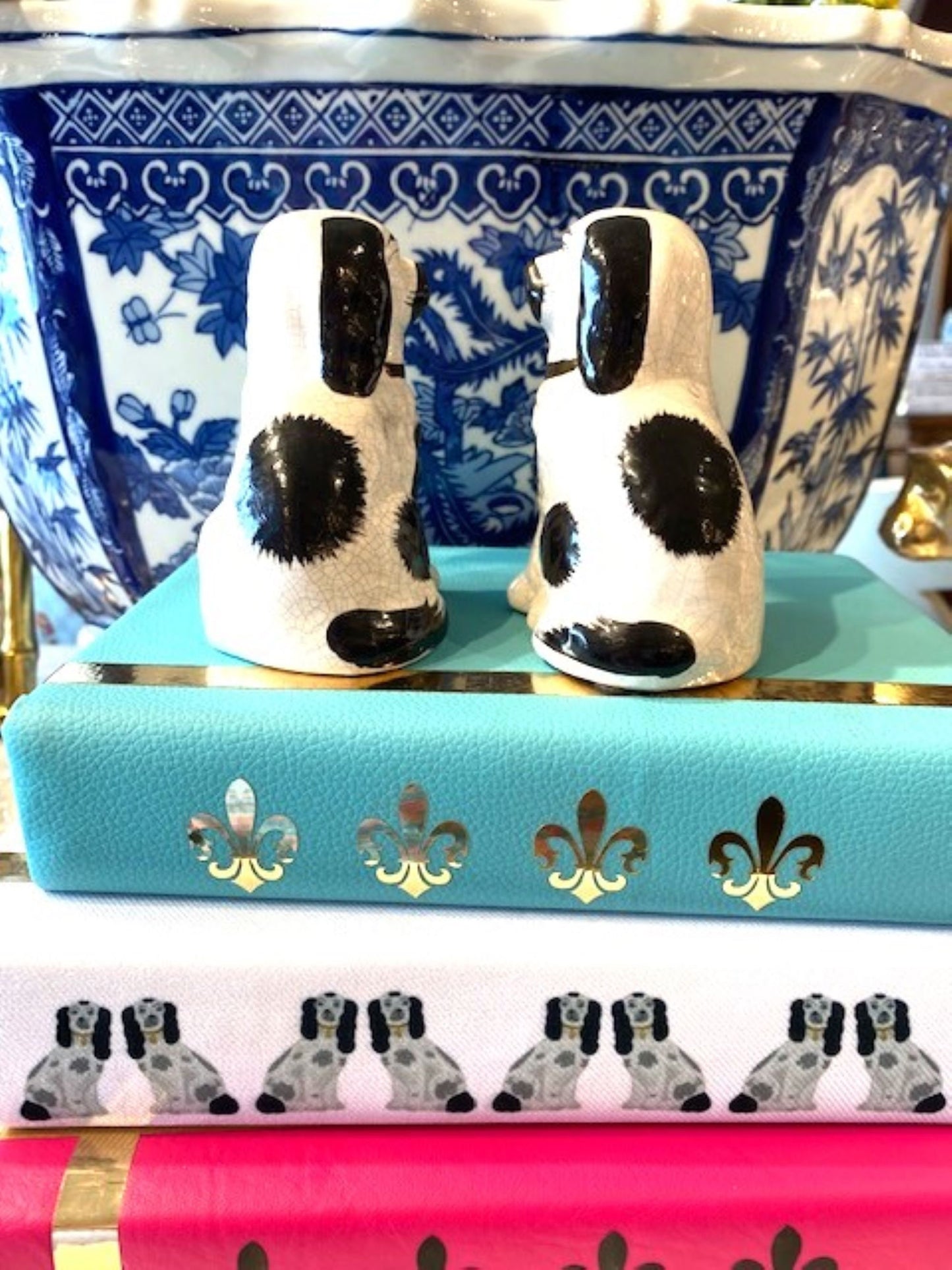 Vintage Staffordshire Dogs Black White