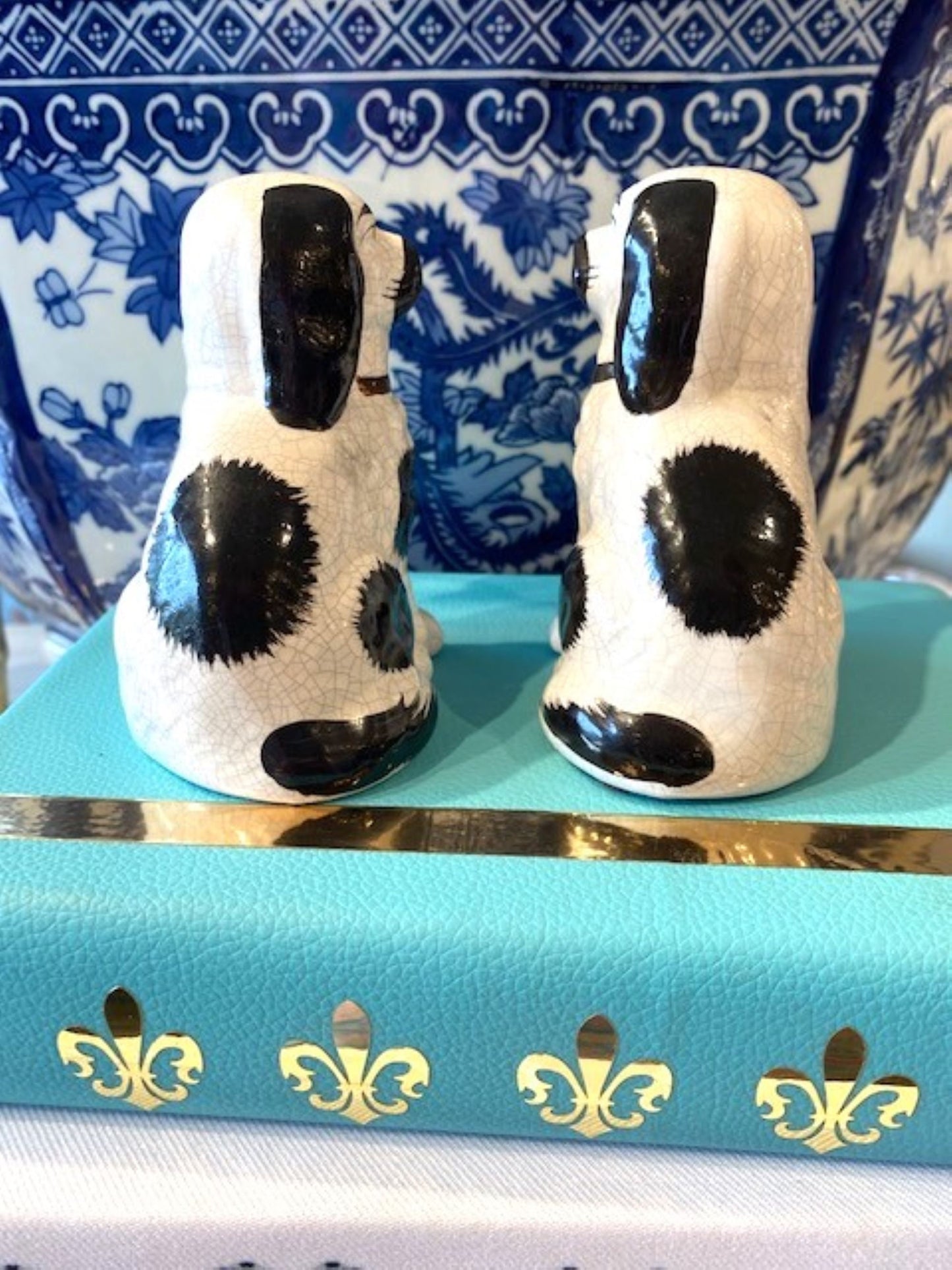 Vintage Staffordshire Dogs Black White
