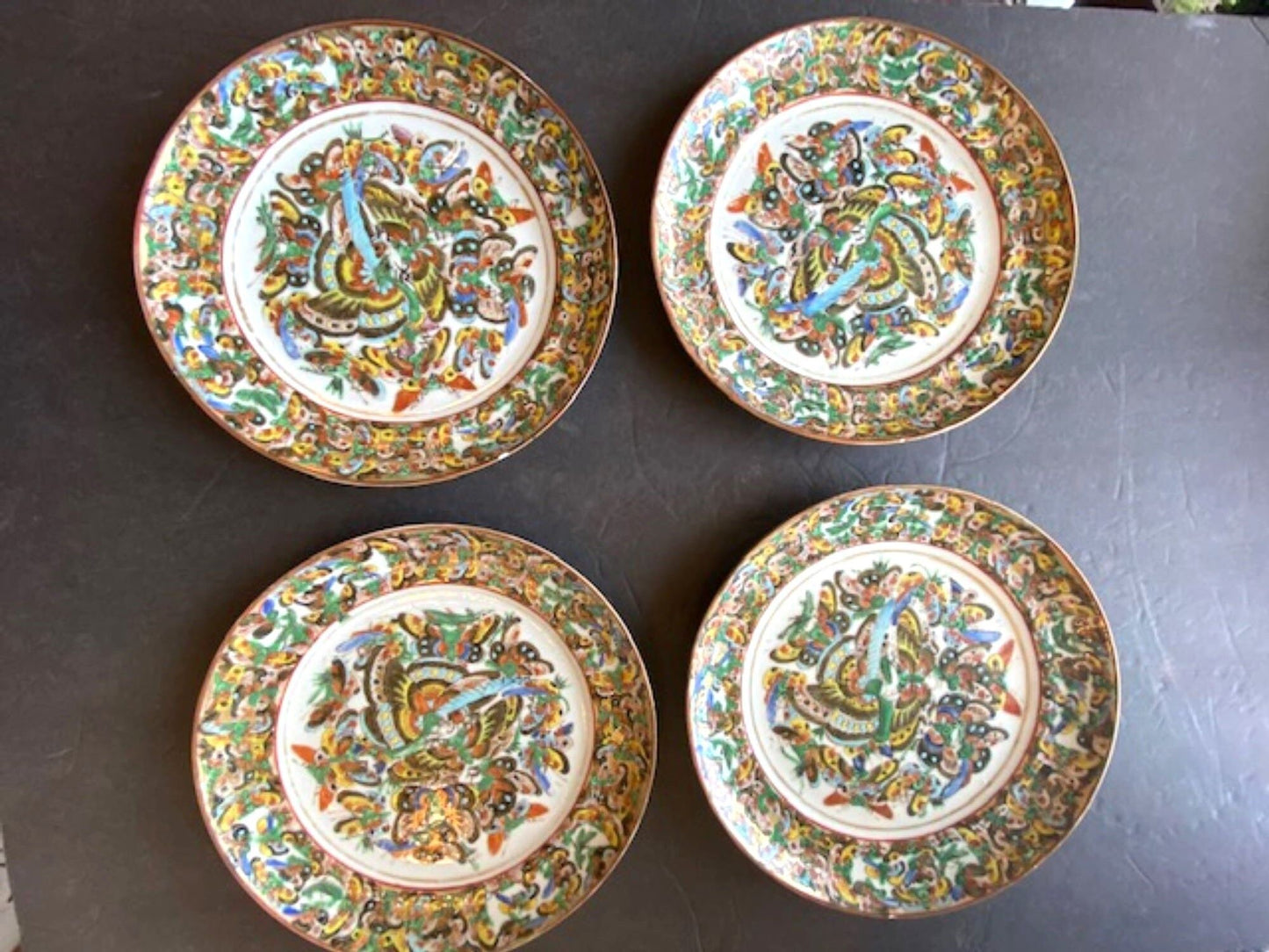 Rare set of 4 Chinese 1000 Butterfly Plates