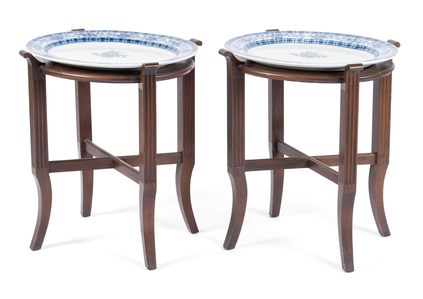 Pair Of Antique Cauldon England Platters With STANDS