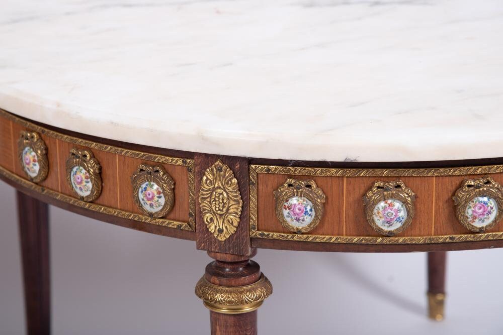 Antique Pair Louis XVI Style Circular Low / Coffee Tables