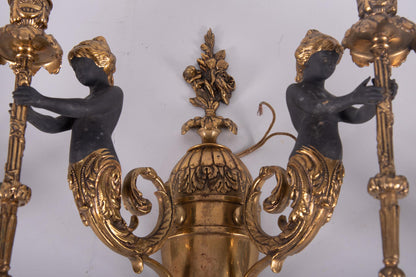 Set of Three 1930s Hollywood-Regency Style Double Arm Wall Sconces