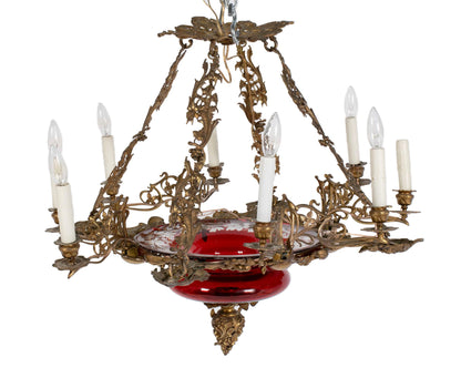 GILT BRONZE FOLIATE EIGHT-LIGHT CHANDELIER