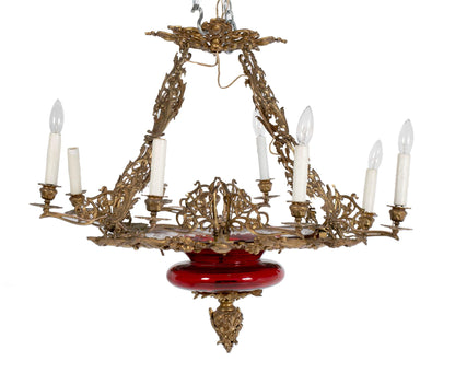 GILT BRONZE FOLIATE EIGHT-LIGHT CHANDELIER