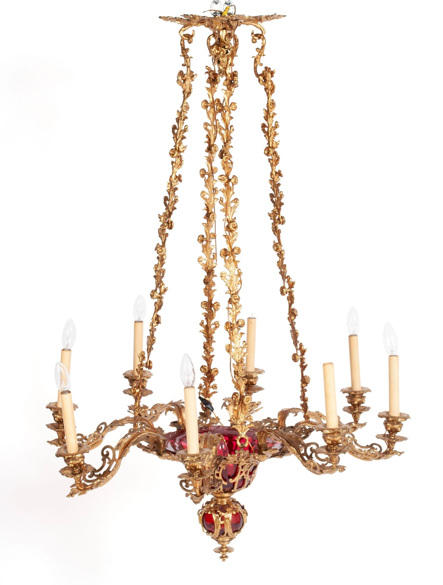 GILT BRONZE EIGHT-LIGHT CHANDELIER