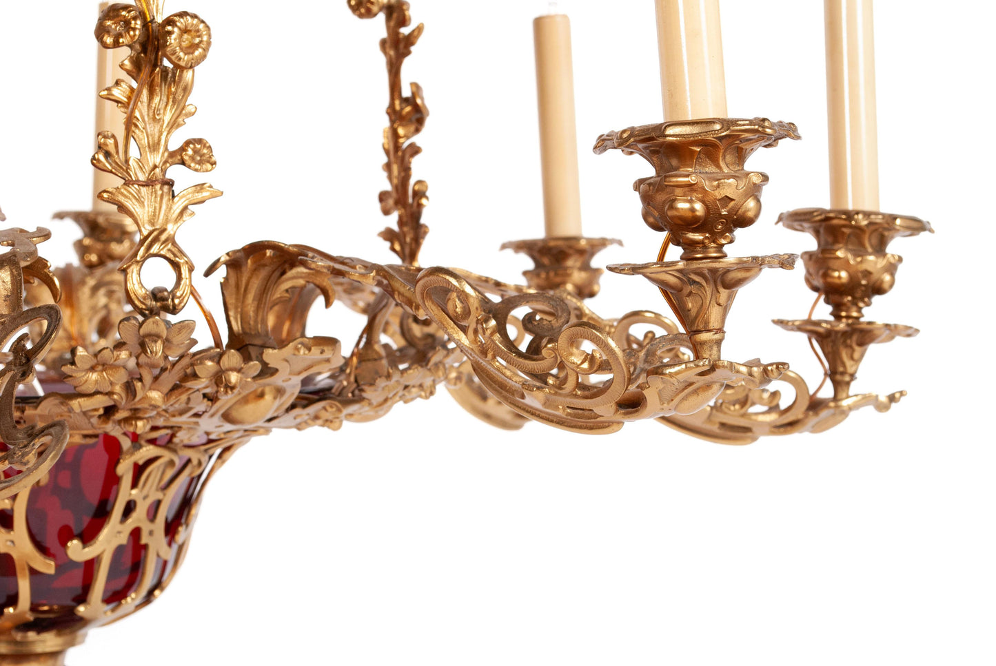 GILT BRONZE EIGHT-LIGHT CHANDELIER