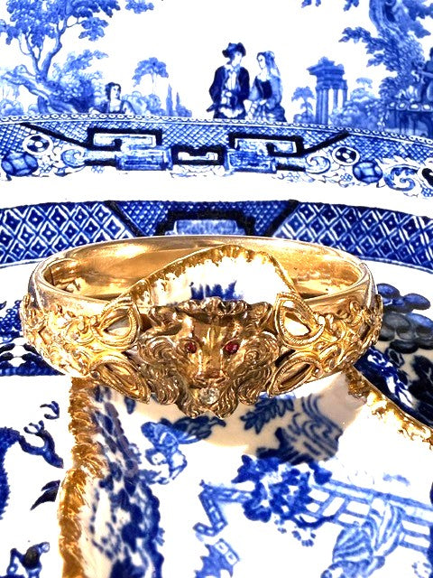 Victorian Gold Filled Lion Bangle