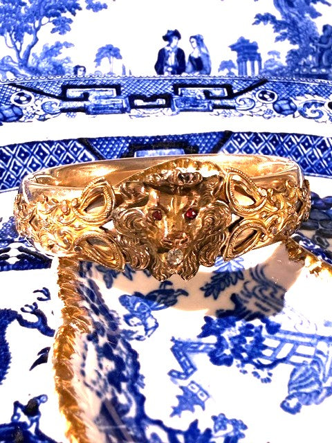 Victorian Gold Filled Lion Bangle