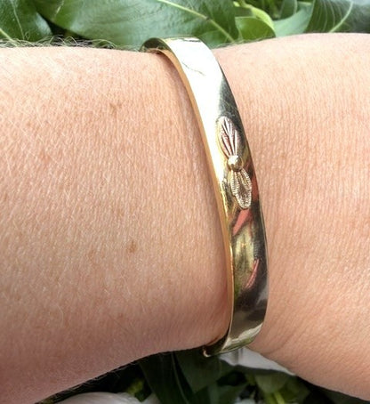 Vintage Gold Filled Leaf Bangle Bracelet