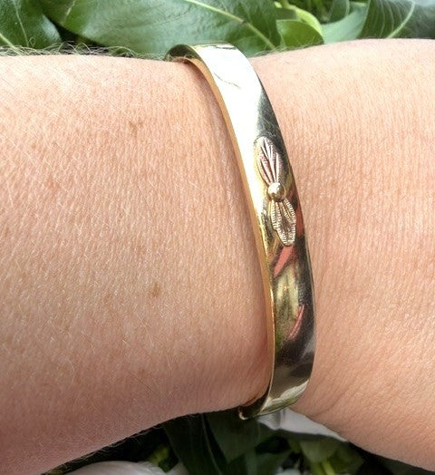Vintage Gold Filled Leaf Bangle Bracelet