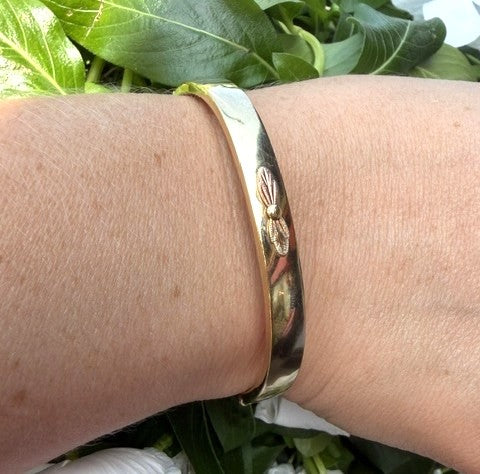 Vintage Gold Filled Leaf Bangle Bracelet