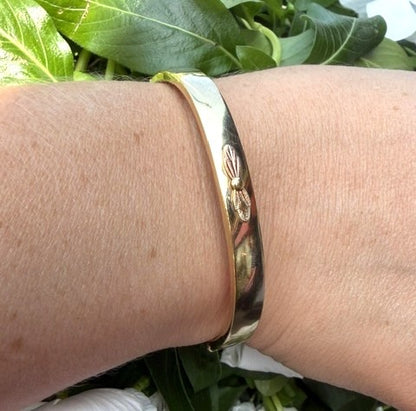 Vintage Gold Filled Leaf Bangle Bracelet