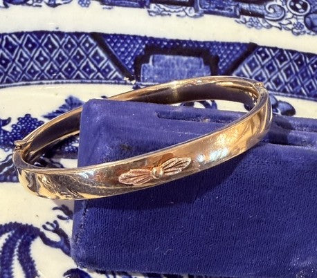 Vintage Gold Filled Leaf Bangle Bracelet