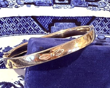 Vintage Gold Filled Leaf Bangle Bracelet