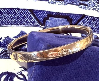 Vintage Gold Filled Leaf Bangle Bracelet