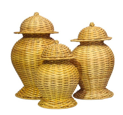 Wicker / Rattan Ginger Jar