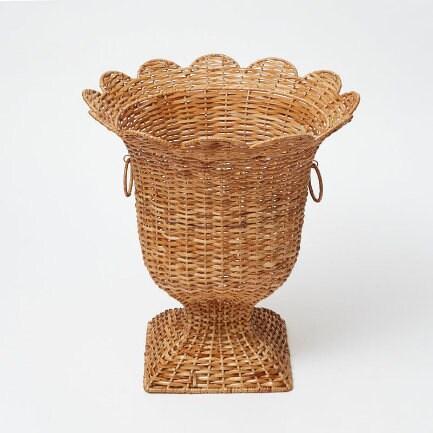 Scalloped Wicker Urn