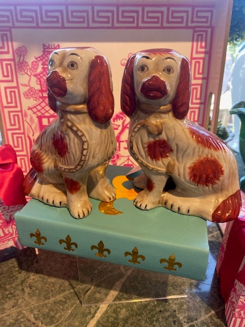 sold    New Pair  Staffordshire Dogs Brown White