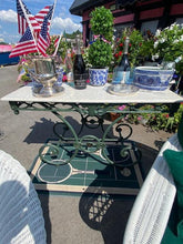 Rare  Henry Link Wicker Wimbledon Collection of 13 Pieces Beautiful Pastry Table Marble Top Iron Base with the Wimble Championship Emblem