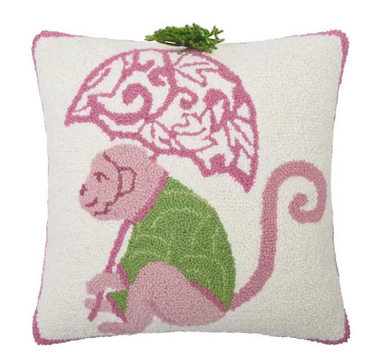 Chinoiserie Monkey Hook Pillow with Chain