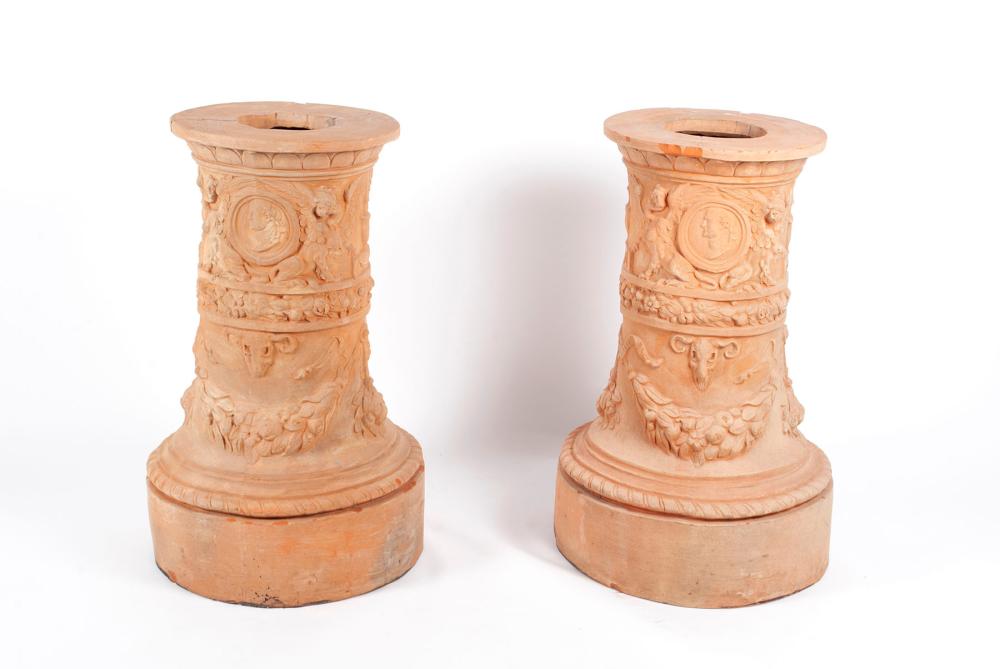 Terra Cotta Pedestals and Jardinieres