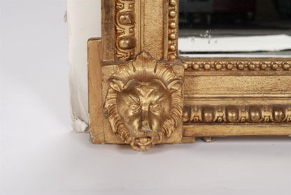 Antique  victorian  giltwood Mirror  carved  lovebirds & basket of flowers