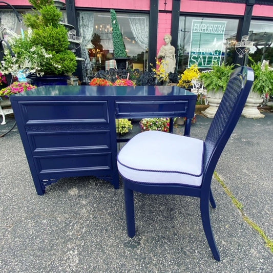 Beautiful Vintage Lacquered Caned Back Side Chair