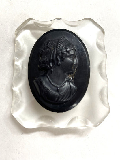 Antique "Mourning  Brooch"Real Whitby Jet  Cameo