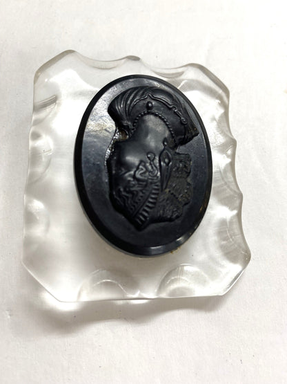 Antique "Mourning  Brooch"Real Whitby Jet  Cameo